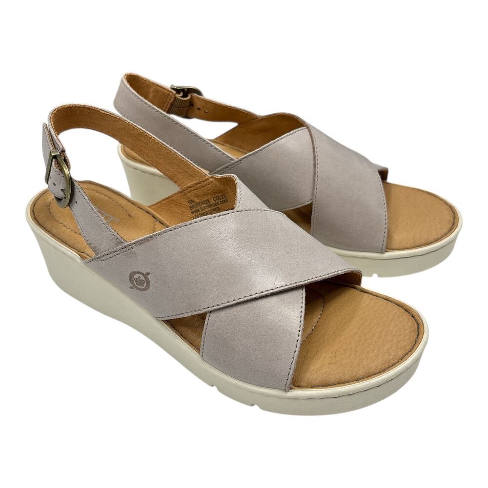 Born Malheur Sandals BR0004428 Light Grey Leather Womens Size 10